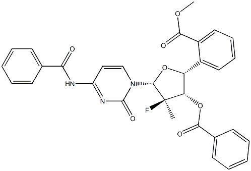 [(2R,3S,4R,5R)-5-(4-benzamido-2-oxo-1,2-dihydropyrimidin-1-yl)-3-(benzoyloxy)-4-fluoro-4-methyloxolan-2-yl]methyl benzoate,2173637-26-6,结构式