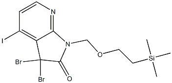 3,3-dibromo-4-iodo-1-((2-(trimethylsilyl)ethoxy)methyl)-1H-pyrrolo[2,3-b]pyridin-2(3H)-one Struktur