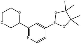2-(1,4-dioxan-2-yl)-4-(4,4,5,5-tetramethyl-1,3,2-dioxaborolan-2-yl)pyridine Struktur