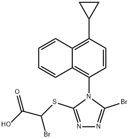 2-bromo-2-((5-bromo-4-(4-cyclopropylnaphthalen-1-yl)-4H-1,2,4-triazol-3-yl)thio)acetic acid
