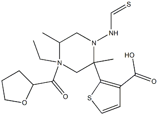  methyl 4-ethyl-5-methyl-2-(4-(tetrahydrofuran-2-carbonyl)piperazine-1-carbothioamido)thiophene-3-carboxylate
