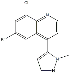 6-bromo-8-chloro-5-methyl-4-(1-methyl-1H-pyrazol-5-yl)quinoline Structure