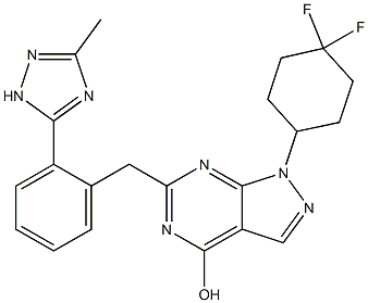 1-(4,4-Difluoro-cyclohexyl)-6-[2-(5-methyl-2H-[1,2,4]triazol-3-yl)-benzyl]-1H-pyrazolo[3,4-d]pyrimidin-4-ol Structure