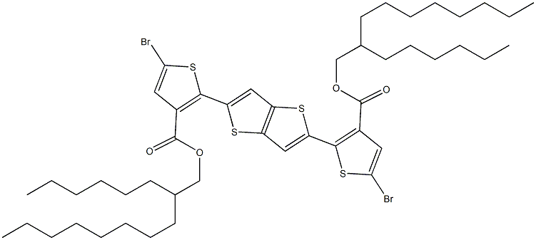 bis(2-hexyldecyl) 2,2'-(thieno[3,2-b]thiophene-2,5-diyl)bis(5-bromothiophene-3-carboxylate) Structure