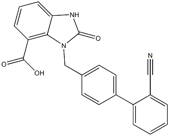 3-((2'-cyano-[1,1'-biphenyl]-4-yl)methyl)-2-oxo-2,3-dihydro-1H-benzo[d]imidazole-4-carboxylic acid Struktur