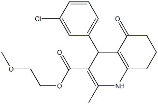 2-methoxyethyl 4-(3-chlorophenyl)-2-methyl-5-oxo-1,4,5,6,7,8-hexahydroquinoline-3-carboxylate Structure