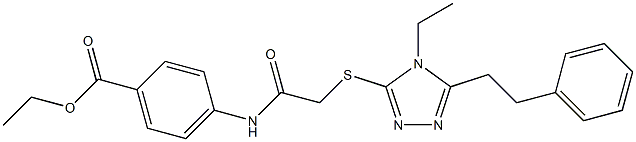 ethyl 4-(2-((4-ethyl-5-phenethyl-4H-1,2,4-triazol-3-yl)thio)acetamido)benzoate Structure