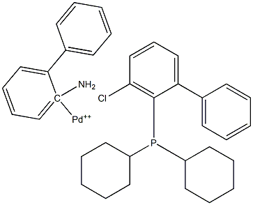 Chloro(2-dicyclohexylphosphino-1,1-biphenyl)[2-(2-amino-1,1-biphenyl)]palladium(II) Struktur