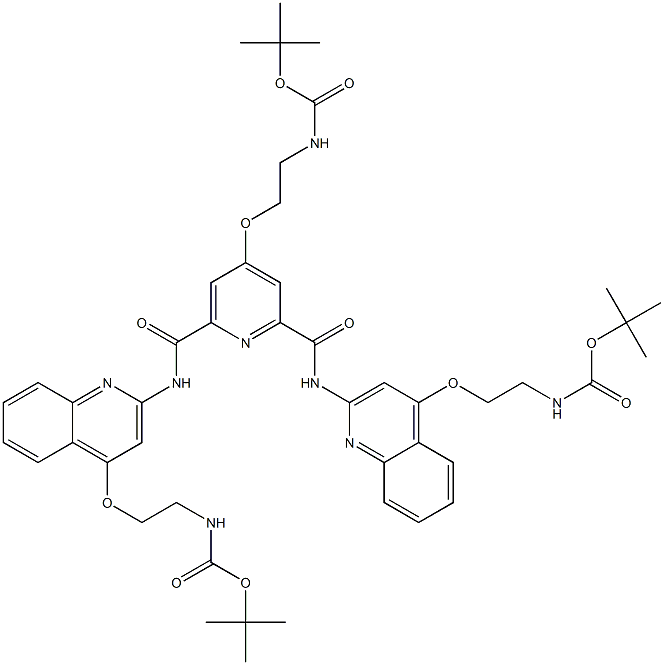 4-(2-(tert-butoxycarbonylamino)ethoxy)-N2,N6-bis(4-(2-(tert-butoxycarbonylamino)ethoxy)quinolin-2-yl)pyridine-2,6-dicarboxamide Structure
