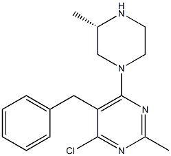(S)-5-benzyl-4-chloro-2-methyl-6-(3-methylpiperazin-1-yl)pyrimidine Structure
