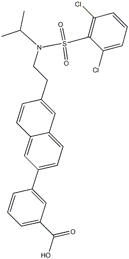 3-(6-(2-(2,6-dichloro-N-isopropylphenylsulfonamido)ethyl)naphthalen-2-yl)benzoic acid Structure