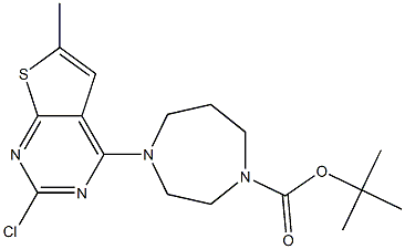 tert-butyl 4-(2-chloro-6-methylthieno[2,3-d]pyrimidin-4-yl)-1,4-diazepane-1-carboxylate Structure