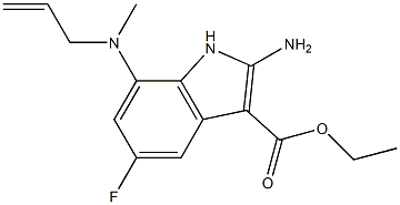 Ethyl 7-(Allyl(Methyl)Amino)-2-Amino-5-Fluoro-1H-Indole-3-Carboxylate 化学構造式