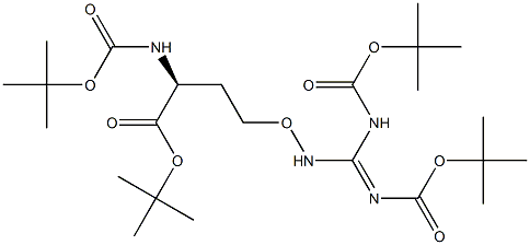 (S)-2-(BOC-氨基)-4-[(2,3-二-BOC-胍基)氧基]丁酸叔丁酯, , 结构式