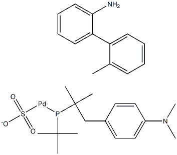 Methanesulfonato{[4-(N,N-dimethylamino)phenyl]di-t-butylphosphino}(2'-amino-1,1'-biphenyl-2-yl)palladium(II) Structure