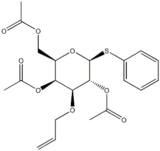 苯基-2,4,6-三-O-乙酰基-3-O-烯丙基-1-硫代-Β-D-吡喃半乳糖苷 结构式