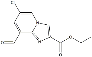6-Chloro-8-formyl-imidazo[1,2-a]pyridine-2-carboxylic acid ethyl ester Struktur
