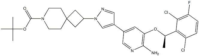  (R)-tert-butyl 2-(4-(6-amino-5-(1-(2,6-dichloro-3-fluorophenyl)ethoxy)pyridin-3-yl)-1H-pyrazol-1-yl)-7-azaspiro[3.5]nonane-7-carboxylate