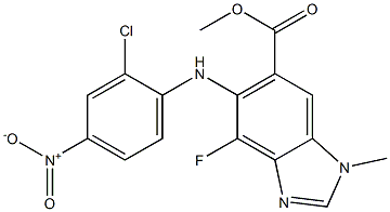 methyl 5-((2-chloro-4-nitrophenyl)amino)-4-fluoro-1-methyl-1H-benzo[d]imidazole-6-carboxylate Structure