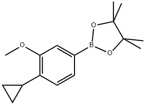 2-(4-环丙基-3-甲氧基苯基)-4,4,5,5-四甲基-1,3,2-二氧硼烷, 2223052-70-6, 结构式