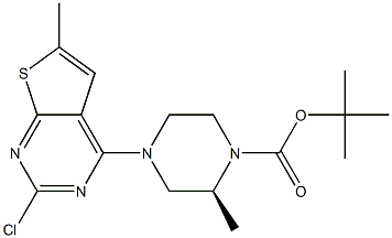 (S)-tert-butyl 4-(2-chloro-6-methylthieno[2,3-d]pyrimidin-4-yl)-2-methylpiperazine-1-carboxylate Structure