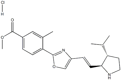 methyl 4-(4-((E)-2-((2S,3S)-3-isopropylpyrrolidin-2-yl)vinyl)oxazol-2-yl)-3-methylbenzoate hydrochloride 结构式