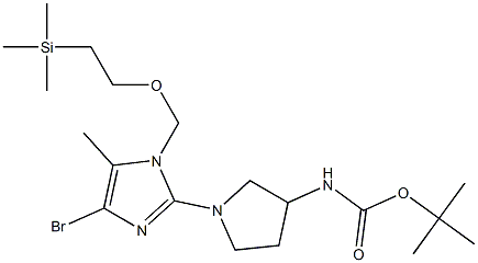 tert-butyl 1-(4-bromo-5-methyl-1-((2-(trimethylsilyl)ethoxy)methyl)-1H-imidazol-2-yl)pyrrolidin-3-ylcarbamate Struktur