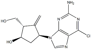 (1R,2S,4S)-4-(2-amino-6-chloro-9H-purin-9-yl)-2-(hydroxymethyl)-3-methylenecyclopentan-1-ol Structure