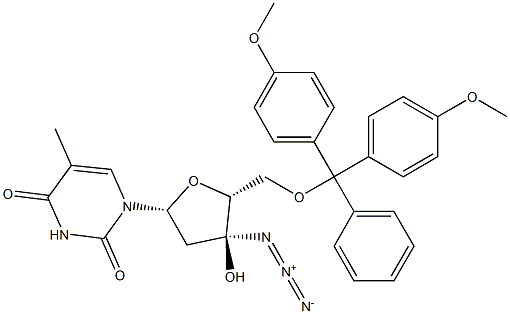 5'-O-(4,4'-Dimethoxytrityl)-3'-azido-thymidine Structure