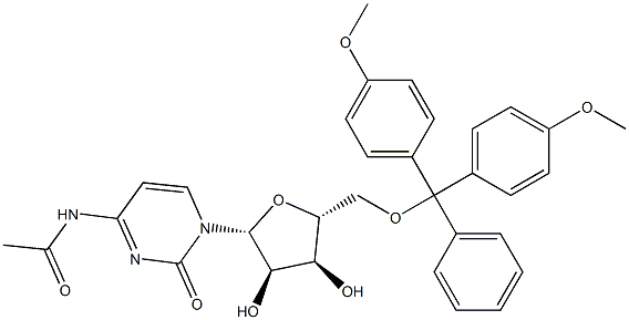 N4-Acetyl-5'-O-(4,4'-dimethoxytrityl)-cytidine 化学構造式