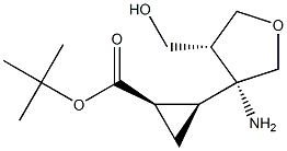 (1R,2S)-tert-butyl 2-((3R,4R)-3-amino-4-(hydroxymethyl)tetrahydrofuran-3-yl)cyclopropanecarboxylate Structure