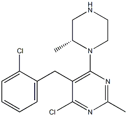 (R)-4-chloro-5-(2-chlorobenzyl)-2-methyl-6-(2-methylpiperazin-1-yl)pyrimidine Structure
