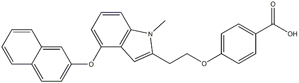 4-(2-(1-methyl-4-(naphthalen-2-yloxy)-1H-indol-2-yl)ethoxy)benzoic acid Structure