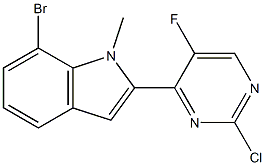 7-bromo-2-(2-chloro-5-fluoropyrimidin-4-yl)-1-methyl-1H-indole Struktur