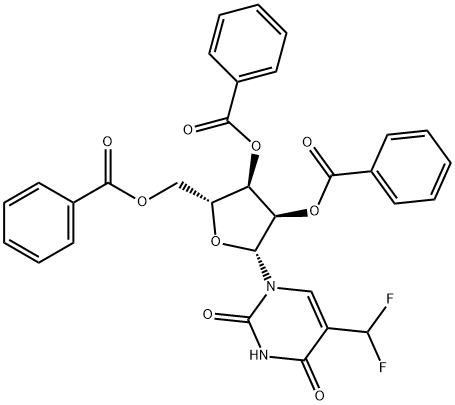 2',3',5'-Tri-O-benzoyl-5-difluoromethyluridine Struktur