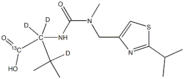 2-(3-((2-isopropylthiazol-4-yl)methyl)-3-methylureido)-3-methylbutanoic acid 13C D3 Structure