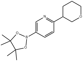 2-(tetrahydro-2H-pyran-3-yl)-5-(4,4,5,5-tetramethyl-1,3,2-dioxaborolan-2-yl)pyridine 结构式