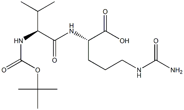(S)-2-((S)-2-((叔-丁氧羰基)氨基)-3-甲基丁酰氨基)-5-脲基戊酸, , 结构式