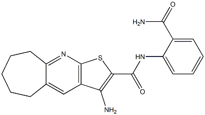 3-amino-N-[2-(aminocarbonyl)phenyl]-6,7,8,9-tetrahydro-5H-cyclohepta[b]thieno[3,2-e]pyridine-2-carboxamide Struktur