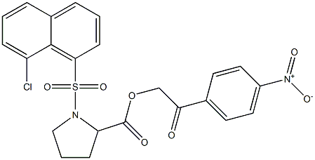 2-(4-nitrophenyl)-2-oxoethyl 1-((8-chloronaphthalen-1-yl)sulfonyl)pyrrolidine-2-carboxylate Structure