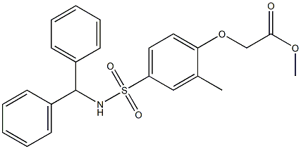methyl 2-(4-(N-benzhydrylsulfamoyl)-2-methylphenoxy)acetate Struktur