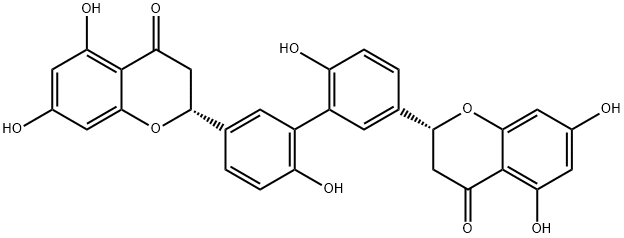 4H-1-Benzopyran-4-one,2,2'-(6,6'-dihydroxy[1,1'-biphenyl]-3,3'-diyl)bis[2,3-dihydro-5,7-dihydroxy-,(2R,2'R)- (9CI) Structure