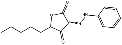 Decanoic  acid,  4-hydroxy-2,3-dioxo-,  -gamma--lactone,  2-phenylhydrazone  (5CI) Struktur