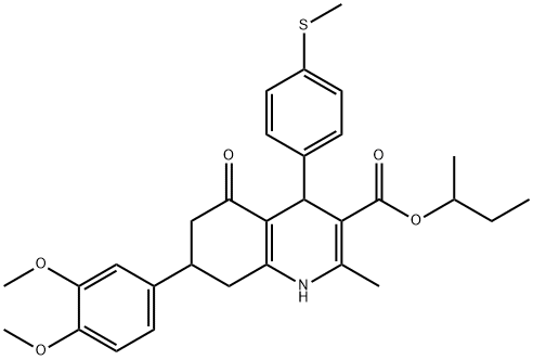 sec-butyl 7-(3,4-dimethoxyphenyl)-2-methyl-4-[4-(methylsulfanyl)phenyl]-5-oxo-1,4,5,6,7,8-hexahydro-3-quinolinecarboxylate|