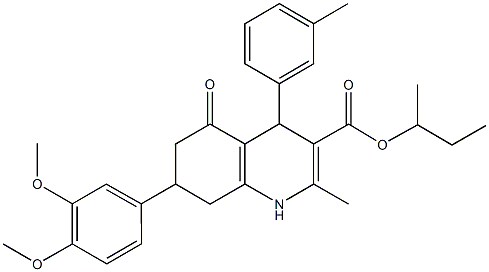 sec-butyl 7-(3,4-dimethoxyphenyl)-2-methyl-4-(3-methylphenyl)-5-oxo-1,4,5,6,7,8-hexahydro-3-quinolinecarboxylate|