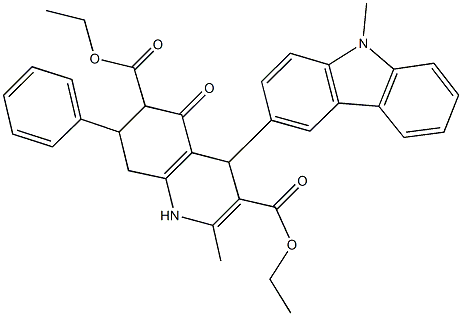 diethyl 2-methyl-4-(9-methyl-9H-carbazol-3-yl)-5-oxo-7-phenyl-1,4,5,6,7,8-hexahydro-3,6-quinolinedicarboxylate Struktur