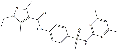 N-(4-{[(4,6-dimethyl-2-pyrimidinyl)amino]sulfonyl}phenyl)-1-ethyl-3,5-dimethyl-1H-pyrazole-4-carboxamide Structure