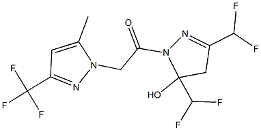 3,5-bis(difluoromethyl)-1-{[5-methyl-3-(trifluoromethyl)-1H-pyrazol-1-yl]acetyl}-4,5-dihydro-1H-pyrazol-5-ol Structure