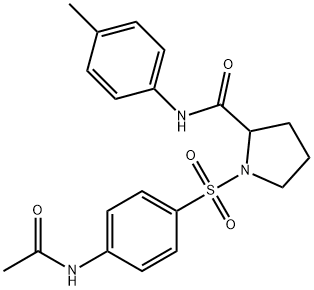 1-{[4-(acetylamino)phenyl]sulfonyl}-N-(4-methylphenyl)-2-pyrrolidinecarboxamide 结构式