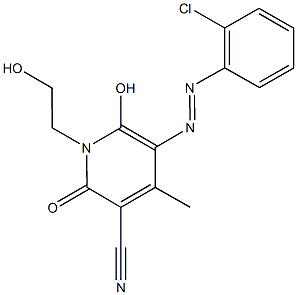 5-[(2-chlorophenyl)diazenyl]-6-hydroxy-1-(2-hydroxyethyl)-4-methyl-2-oxo-1,2-dihydro-3-pyridinecarbonitrile Struktur